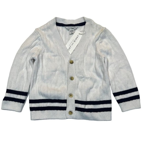 Janie and Jack Other - NWT JANIE AND JACK Baby Boy Cardigan Sweater 12-18M White Blue Stripe Button